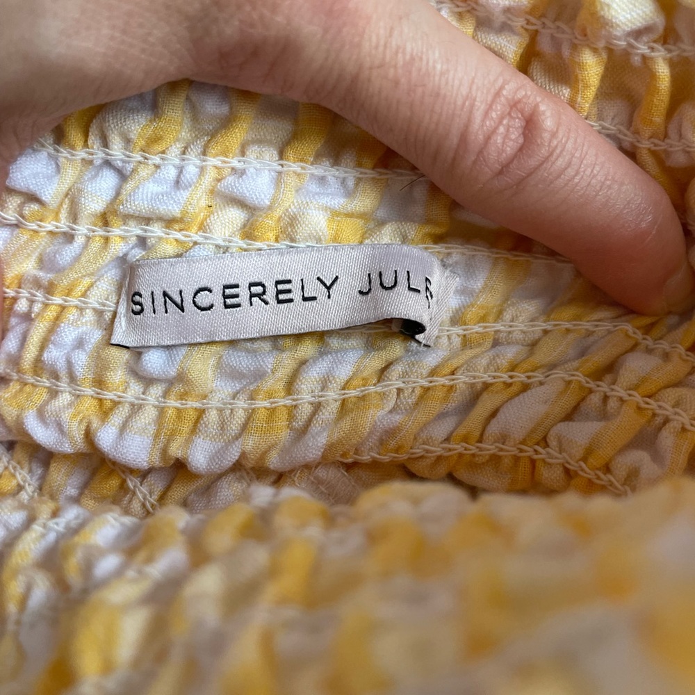 Sincerely Jules Yellow Gingham Smocked Tiered Skirt - Picture 4 of 6